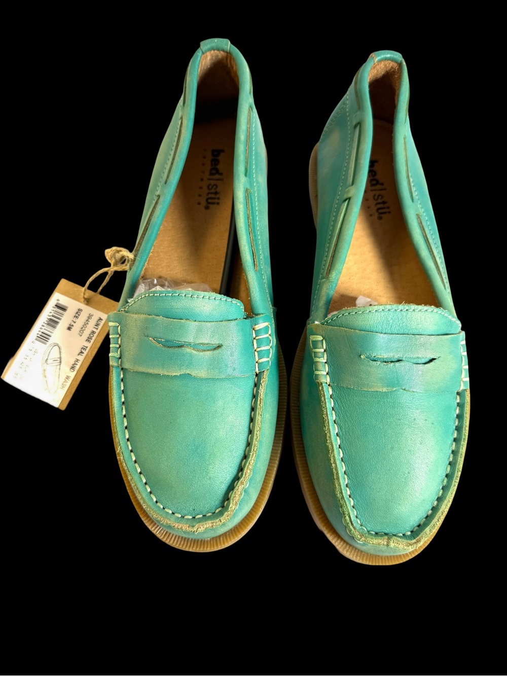 Bed Stu Women's Turquoise Leather Penny Loafers